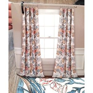 52"x95" Window Curtains Half Moon Floral Print Sydney 2 Panels Light Filtering